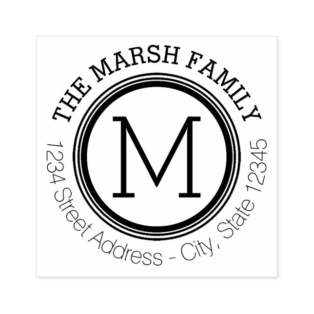 Carimbo De Borracha Nome e endereço de devolução do anel monograma sim (Impressão)