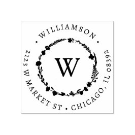 Carimbo De Borracha Nome e endereço de devolução do wreath Floral Pers