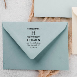 Carimbo De Borracha Nome e endereço do Monograma Verde