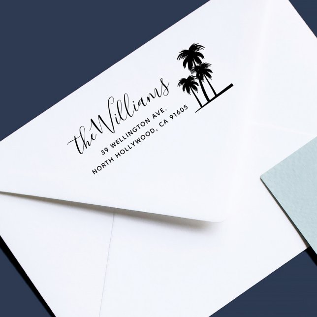 Carimbo De Borracha Nome Elegante e Endereço de Retorno inspirados na  (Beach Inspired Elegant Name and Return Address Rubber Stamp)