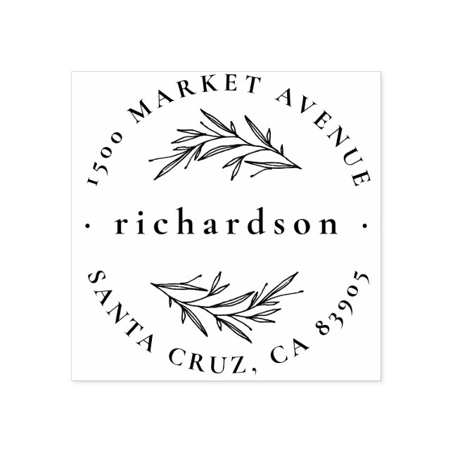 Carimbo De Borracha Nome Formal Botânico Elegante Endereço de Retorno  (Impressão)