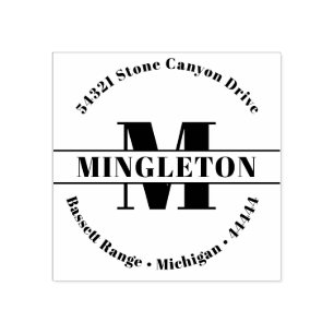 Carimbo De Borracha Nome inicial da família em negrito