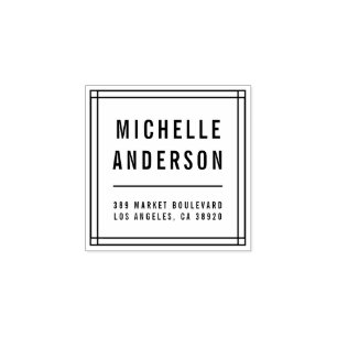 Carimbo De Borracha Nome minimalista personalizado Tipografia Endereço