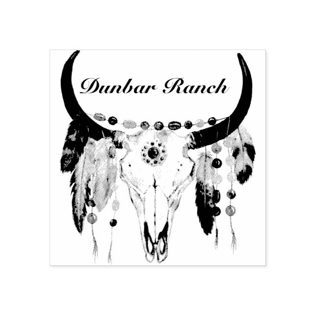 Carimbo De Borracha Nome ou empresa do crânio do Modern Boho (Impressão)