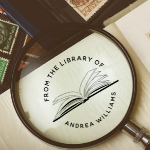 Carimbo De Borracha Nome Personalizado Da Biblioteca Do Moderno Rond