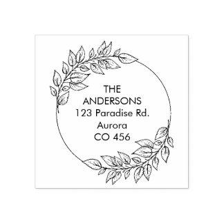 Carimbo De Borracha Nome Personalizado da Família com Folhagem