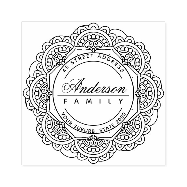 CARIMBO DE BORRACHA NOME PERSONALIZADO DA FAMÍLIA DO ORNAMENTADO CLASS (Impressão)