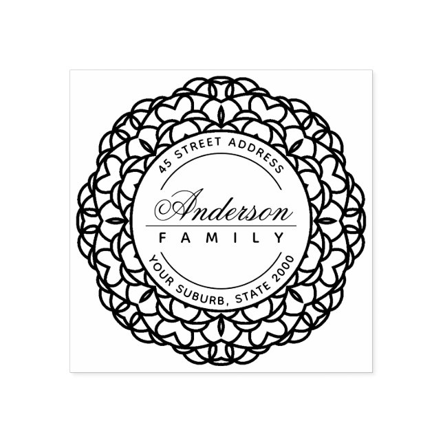 CARIMBO DE BORRACHA NOME PERSONALIZADO DA FAMÍLIA DO ORNAMENTADO CLASS (Impressão)