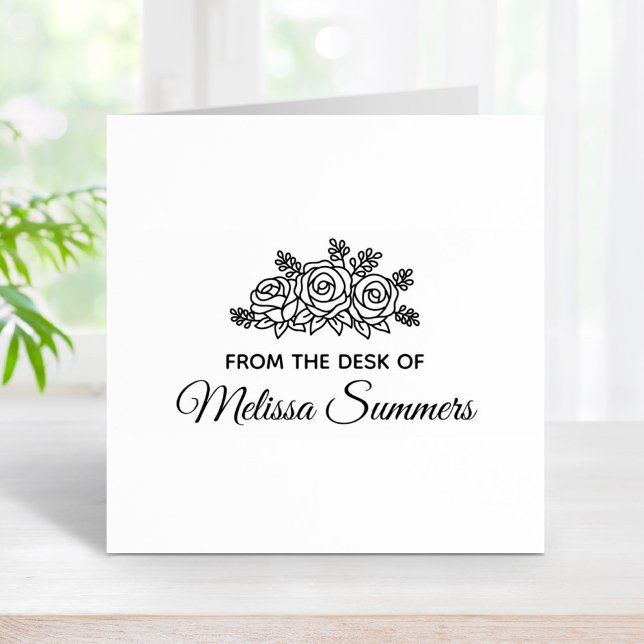 Carimbo De Borracha Nome personalizado das flores de Rosas elegantes a (Criador carregado)