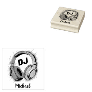 Carimbo De Borracha Nome Personalizado de Fones de ouvido DJ de Música