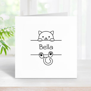 Carimbo De Borracha Nome Personalizado de Gato Branco Cinto