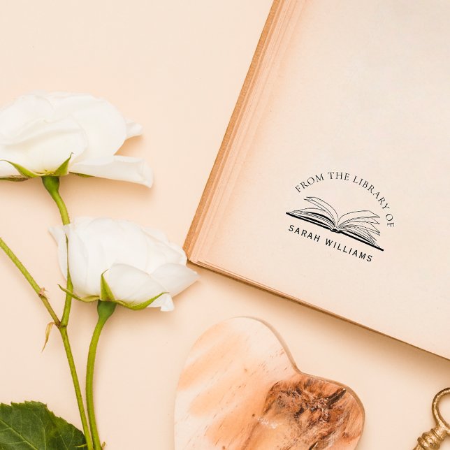 Carimbo De Borracha Nome Personalizado de Livros de Biblioteca Elegant (Criador carregado)
