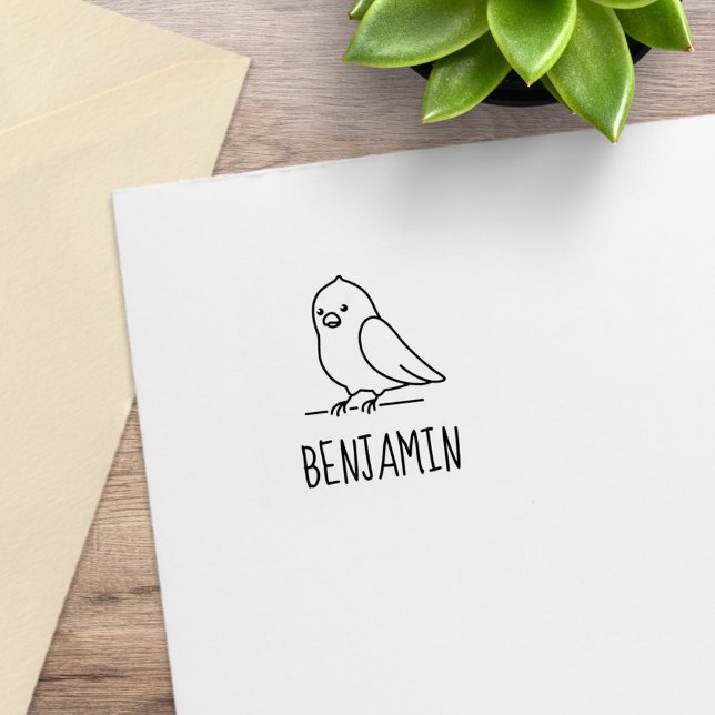 Carimbo De Borracha Nome Personalizado de Pássaro de Parquito Cujo Pan (Criador carregado)