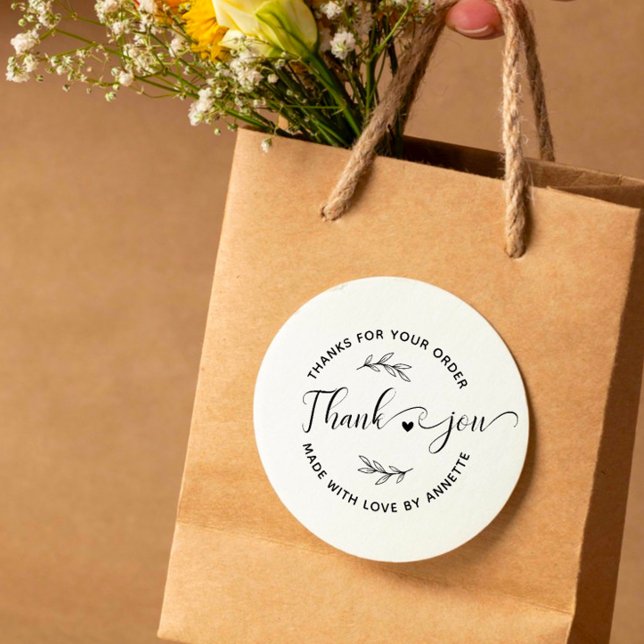 Carimbo De Borracha Nome Personalizado de Script Moderno Round Obrigad (Criador carregado)