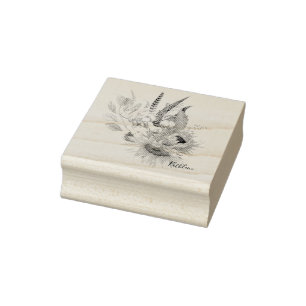 Carimbo De Borracha Nome Personalizado do Buquê de Boho Sunflower