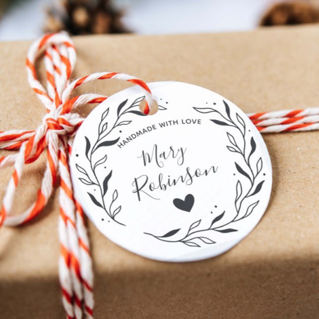 Carimbo De Borracha Nome Personalizado do Círculo Folha Moderno, Feito (Criador carregado)