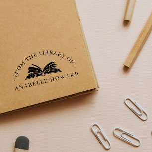 Carimbo De Borracha Nome Personalizado Do Livro Vintage Da Biblioteca