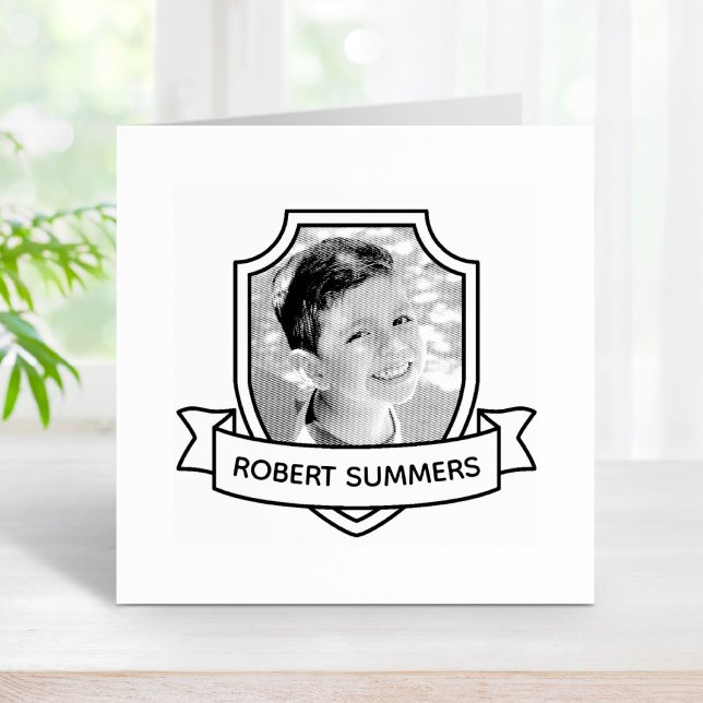 Carimbo De Borracha Nome personalizado e foto de blindagem e fita (Criador carregado)