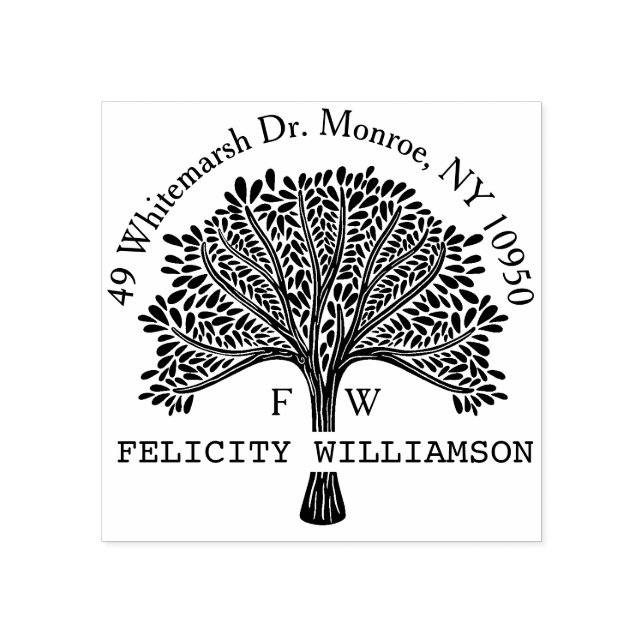 Carimbo De Borracha Nome Personalizado Endereço de Devolução da Árvore (Impressão)