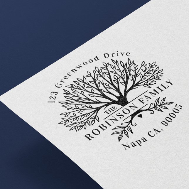 Carimbo De Borracha Nome Personalizado Endereço de Devolução da Árvore (Criador carregado)