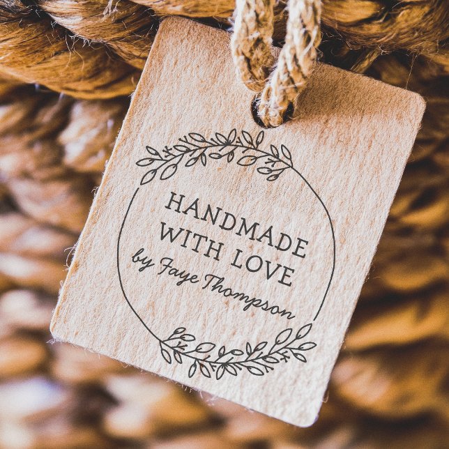 Carimbo De Borracha Nome Personalizado Fabricado À Mão Com Amor (Criador carregado)