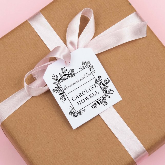 Carimbo De Borracha Nome Personalizado Floral Elegante Feito Com Amor (Criador carregado)