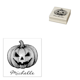 Carimbo De Borracha Nome Personalizado Pumpkin Moderno do Halloween