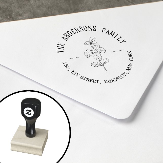 Carimbo De Borracha Nome Rustic Botanical Family Name Folha (Criador carregado)