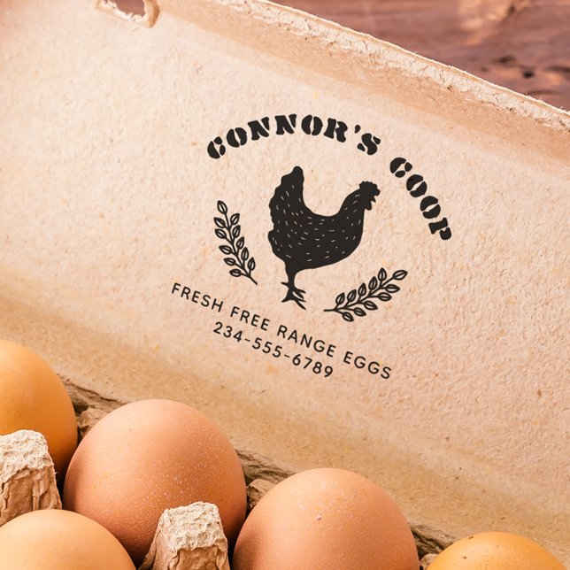 Carimbo De Borracha Nome Rustic Stencil Fazenda Hen Silhouette & Conta (Rubber Stamp Mock-up)