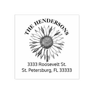 Carimbo De Borracha Nome Rustic Sunflower Family