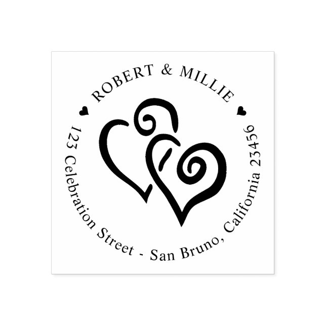 Carimbo De Borracha Nomes de Casais Personalizados Redonda Endereço de (Impressão)