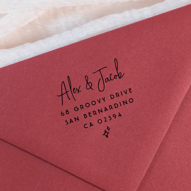 Carimbo De Borracha Nomes de Casais Retroativos do Groovy e Endereço d (Return Address Rubber Stamp Mock-up)