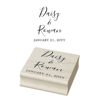 Carimbo De Borracha Nomes de Casal com Data de Casamento em Letra Eleg