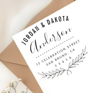 Carimbo De Borracha Nomes de casal Endereço de Retorno de Texto Curvo 