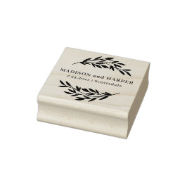 Carimbo De Borracha Nomes de Casamento Botânico e Data