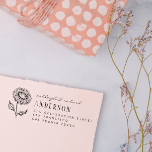 Carimbo De Borracha Nomes & endereço do remetente rústicos do girass