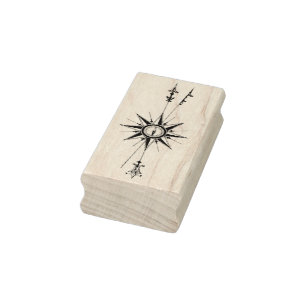 Carimbo De Borracha North Compass with Arrows Vintage Rubber Art Stamp