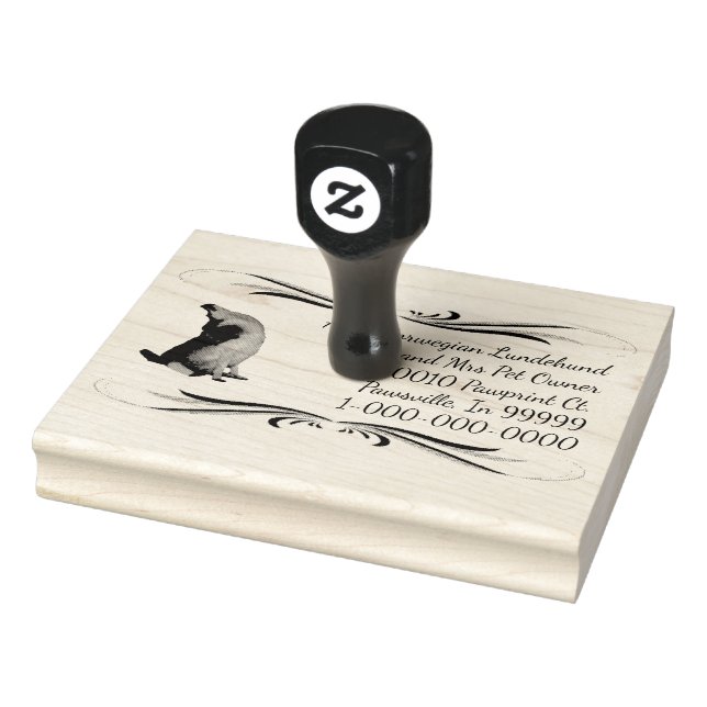 Carimbo De Borracha Norueguês Lundehund com Design esguicho (Carimbo)