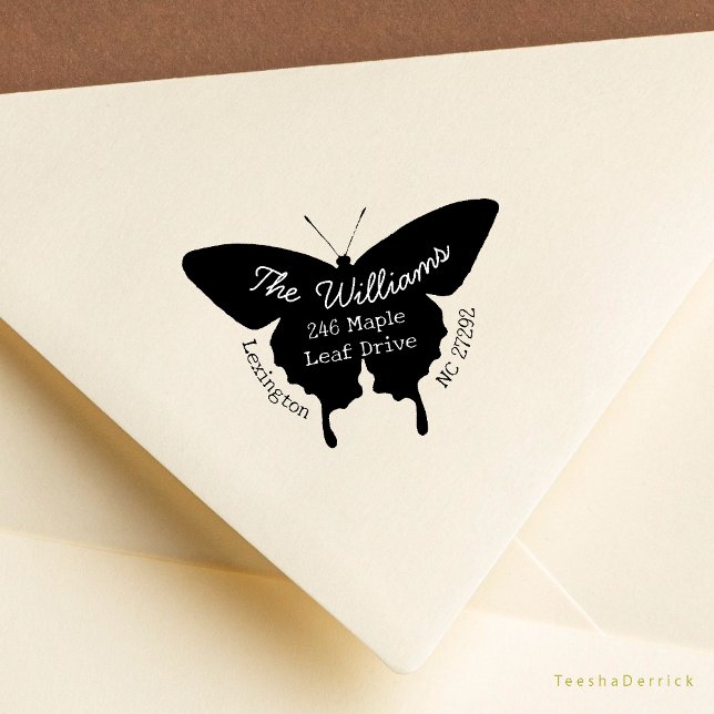 Carimbo De Borracha Nosso Novo Anúncio da Casa - Endereço de Devolução (Our New House Announcement Cute Butterfly shape or Wedding RSVP Return Address Rubber Stamp)