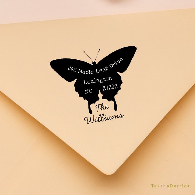 Carimbo De Borracha Nosso Novo Anúncio da Casa - Endereço de Devolução (Our New House Announcement Cute Butterfly shape or Wedding RSVP Return Address Rubber Stamp)