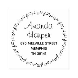 Carimbo De Borracha Notas Musicais Legais Endereço de Retorno do Músic