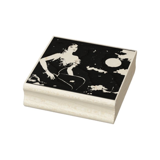 Carimbo De Borracha Noturno em um terraço de Paris (Carimbo)