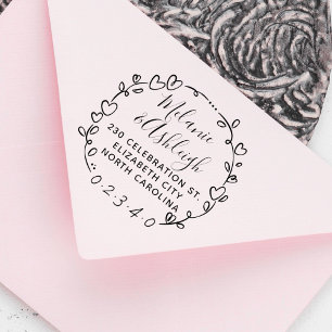 Carimbo De Borracha O casamento tirado mão da grinalda nomeia o