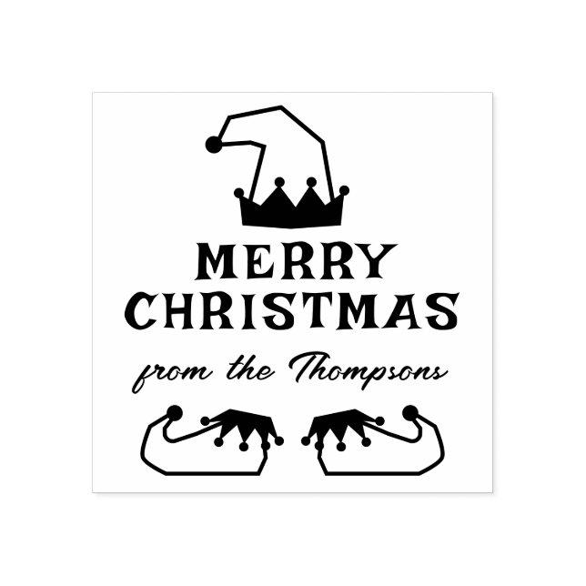 Carimbo De Borracha O Chapéu do Elf Whimsical e os Calçados Feliz Nata (Impressão)