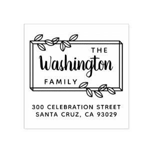 Carimbo De Borracha O nome da família é deixado de forma simples, scri