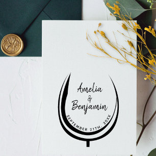 Carimbo De Borracha O ` s do casal da tipografia do vidro de vinho