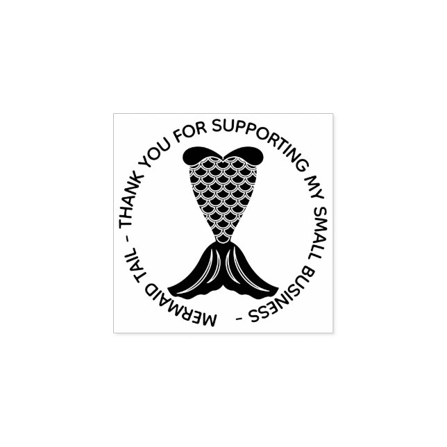 Carimbo De Borracha Obrigado Simples Sereia Tail (Impressão)