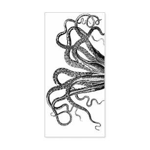Carimbo De Borracha Octopus Tentacle Wood Art Stamp