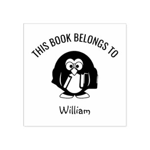 Carimbo De Borracha Óculos De Pinguim Bonitos Este Livro Pertence Ao