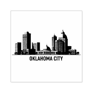 Carimbo De Borracha Oklahoma City Stylized Skyline